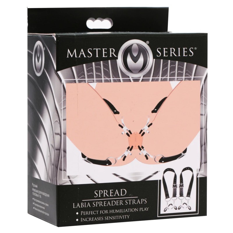 Master Series Labia Spreader Straps with Clit Clamps - XL